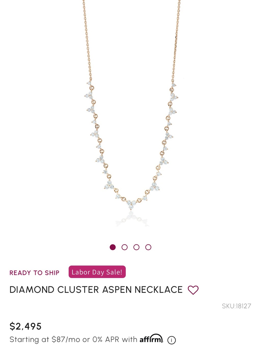 Aspen Diamond Cluster Necklace in Rose Gold and White